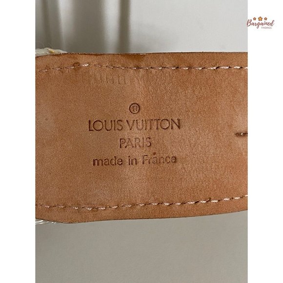 Authentic Louis Vuitton Cream Canvas Leather Boat Cruise Buckle Belt Size 95/38 main image 11